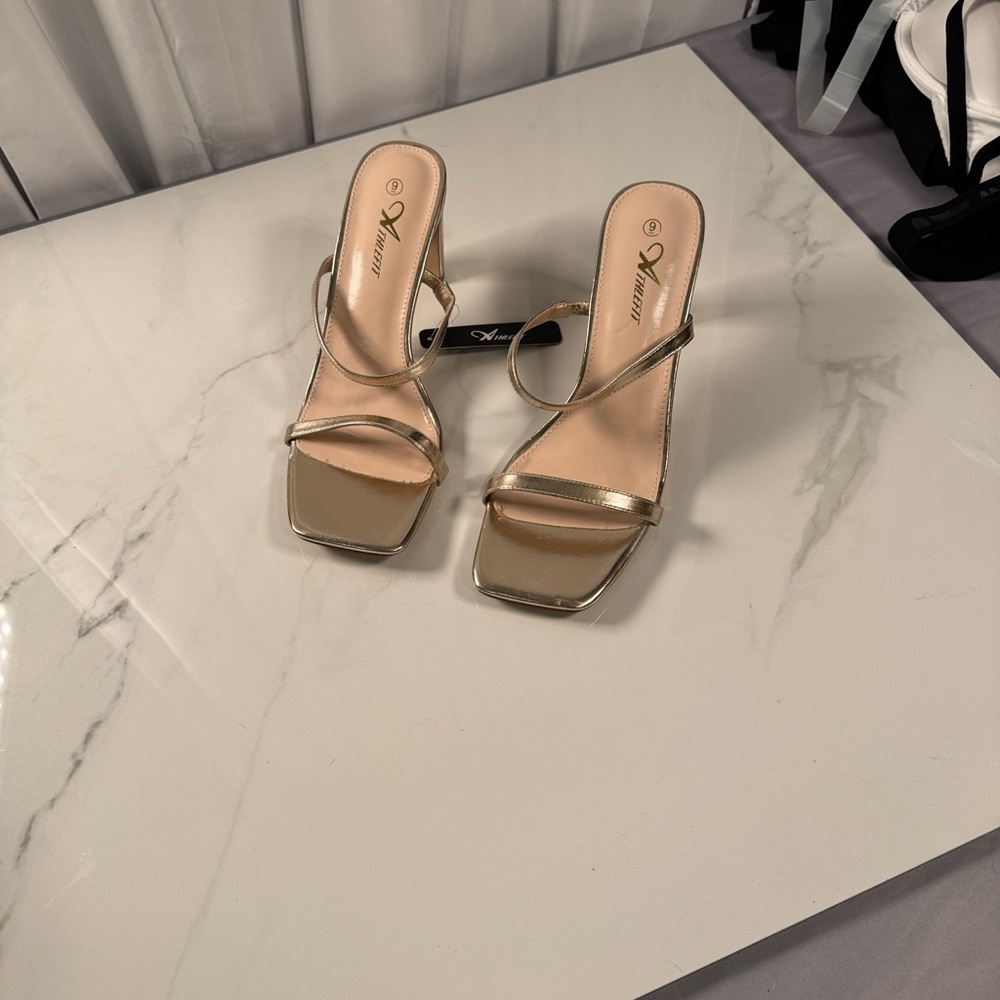 Elegant Gold Strappy Heels